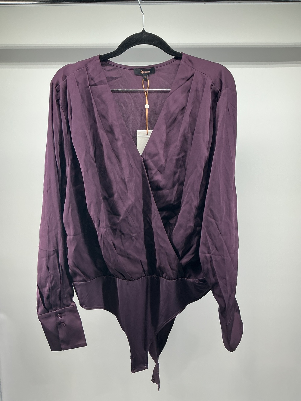 Washable Stretch Silk Surplice Bodysuit